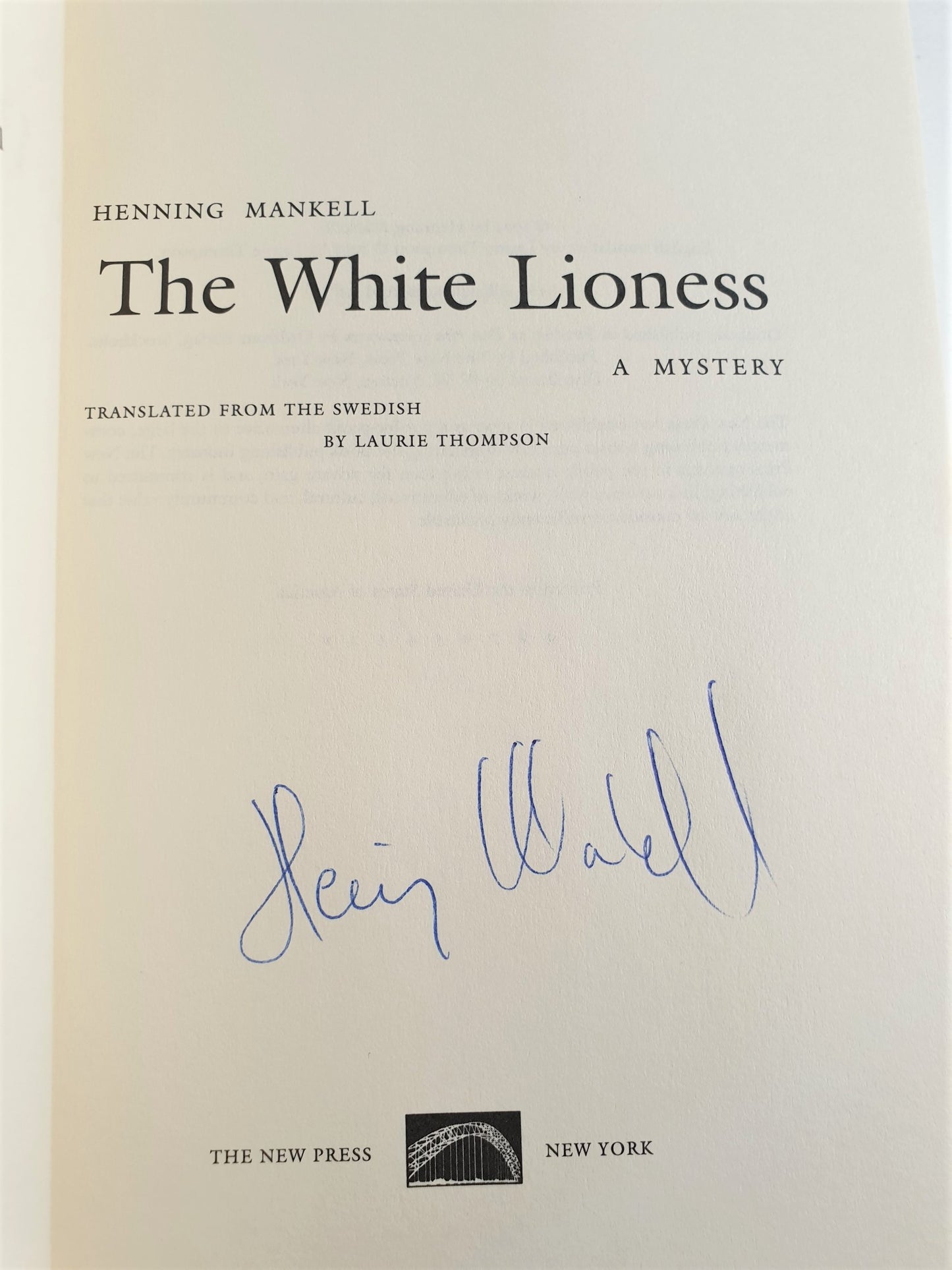 Mankell, Henning - The White Lioness (Signed)