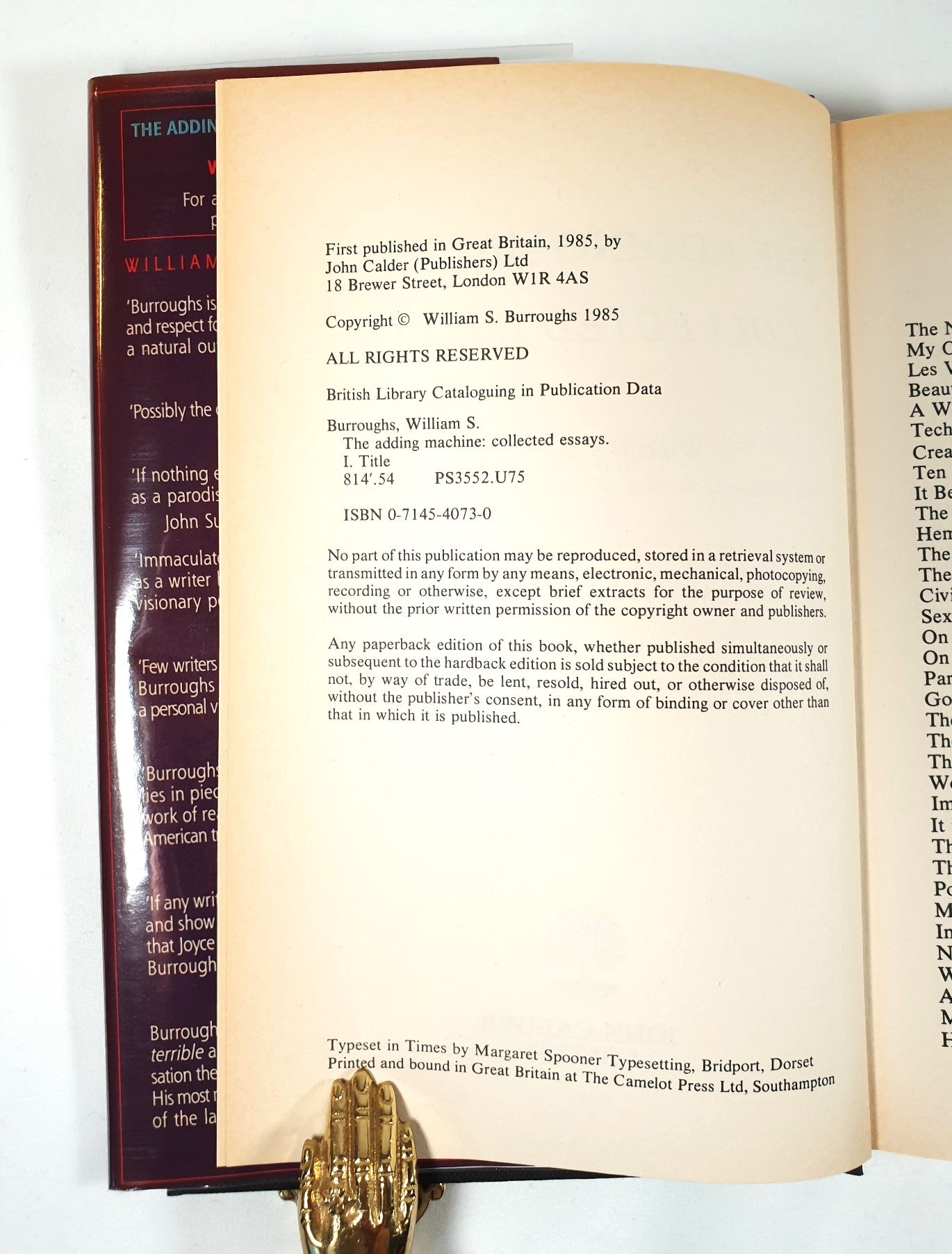 Borroughs, William - The Adding Machine. Collected Essays.