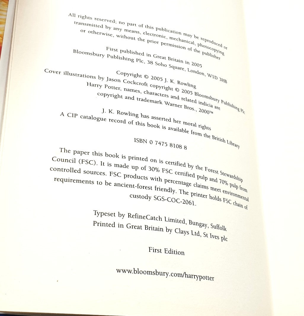 Rowling, J.K. - 'Harry Potter and the Half-Blood Prince' (First Ed., First Print.)