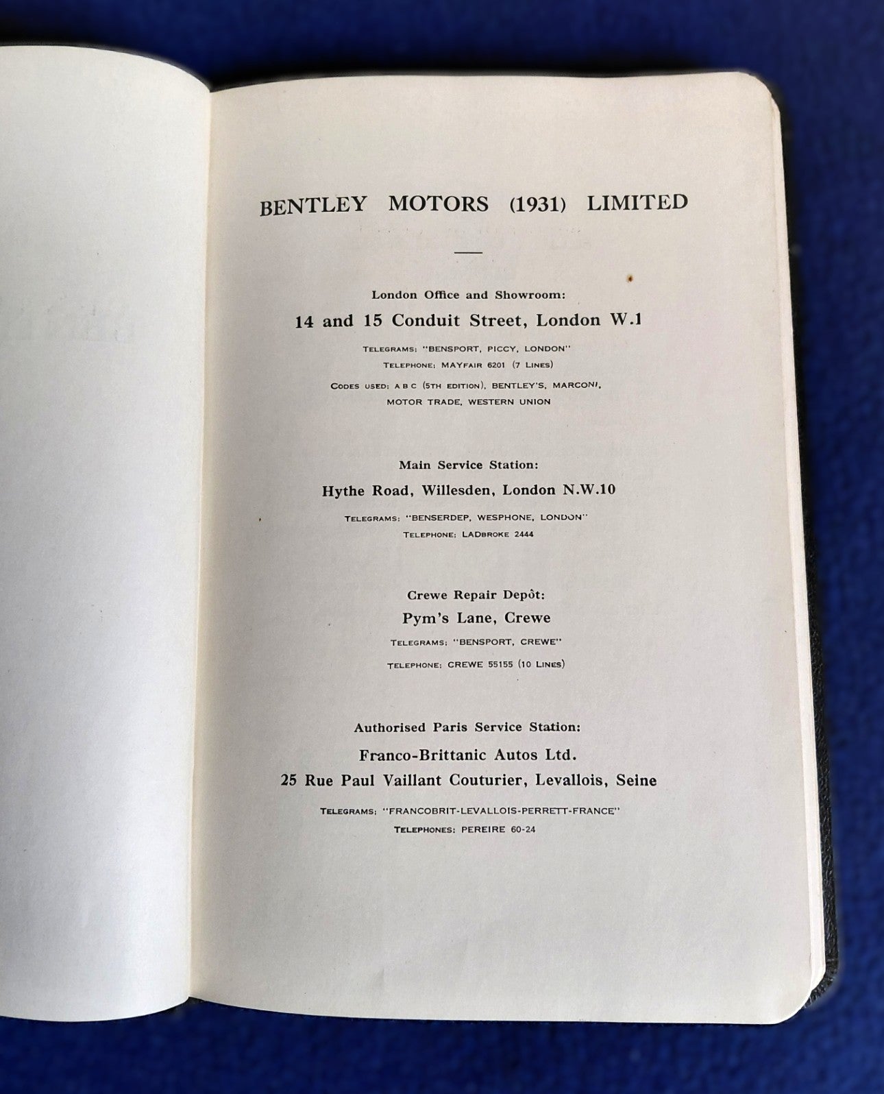 Bentley Motors Limited - 'Handbook Bentley 4 1/4 Litre Car (1931) Condensed Edition'