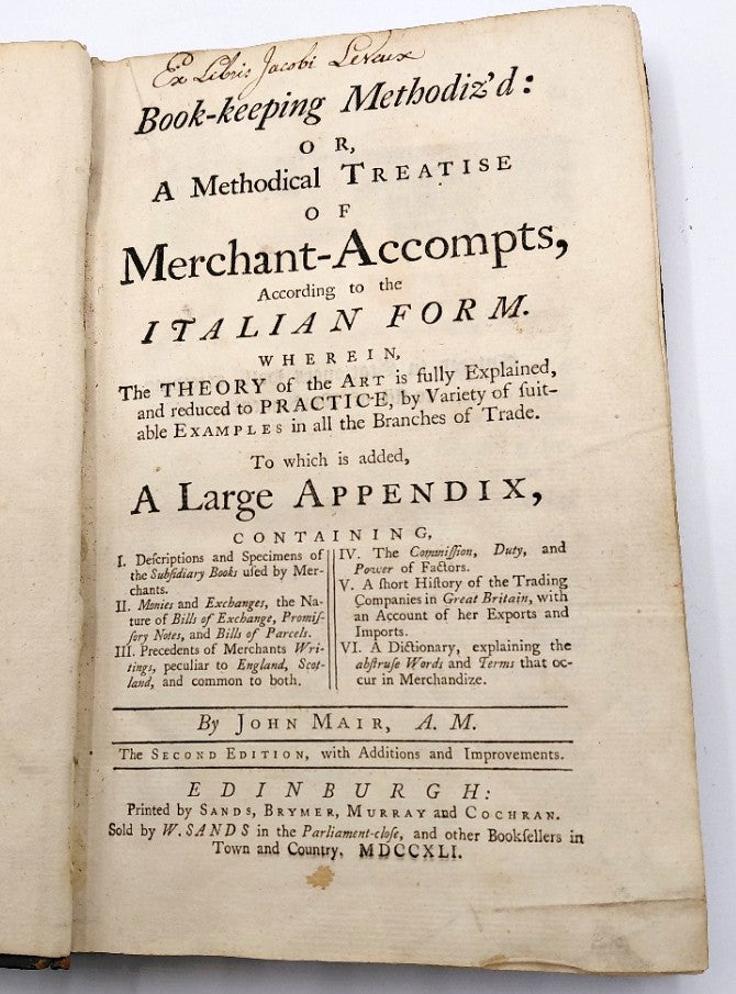 Mair, John - 'Book-keeping Methodiz'd' (Second Ed., 1741)