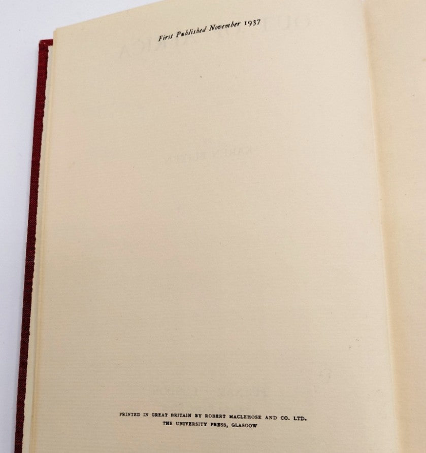 Blixen, Karen - 'Out of Africa' (First UK Ed. 1937)